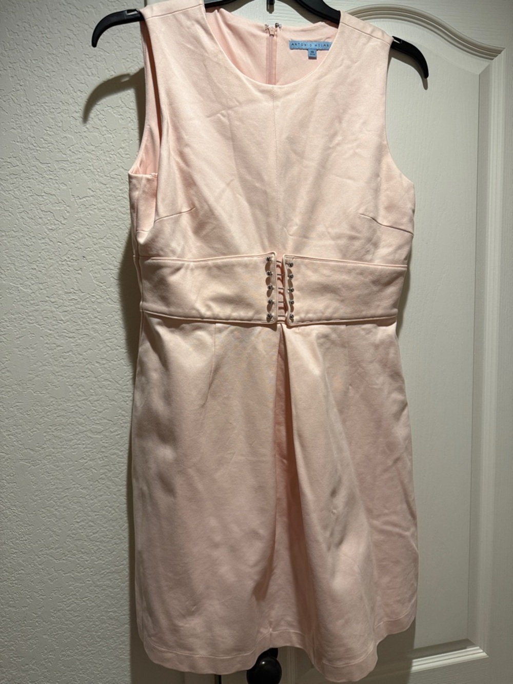 ANTONIO MELANI Soft Blush Pink Sleeveless Button-Waist Dress